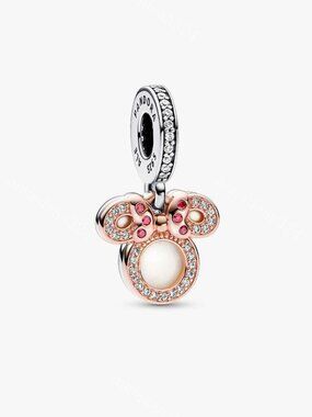 Pandora Disney Minnie Mouse Silhouette "Mom" Double Dangle Charm